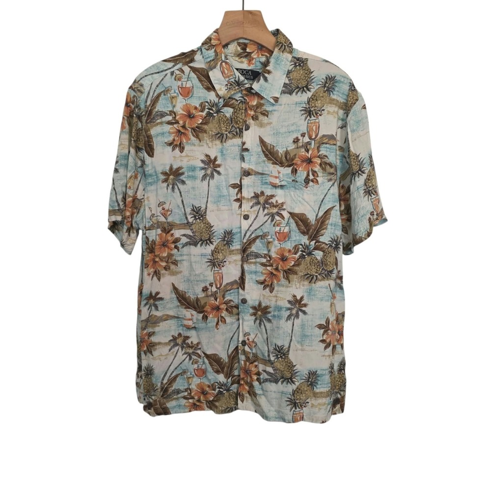Boca Classics Hawaiian Shirt Rayon Floral Tropical Button Up Short Sleeve Large